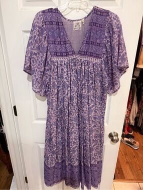Boheme Lavender Paisley V-Neck Midi Dress